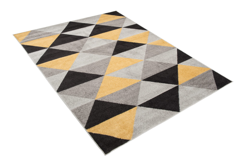 Covor Lazur Gri Portocaliu Geometric Triunghiuri