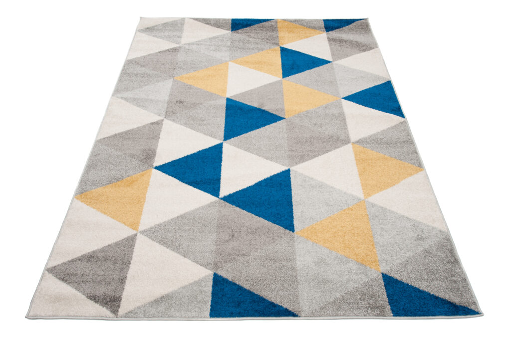 Covor Lazur Gri Multicolor Geometric Triunghiuri
