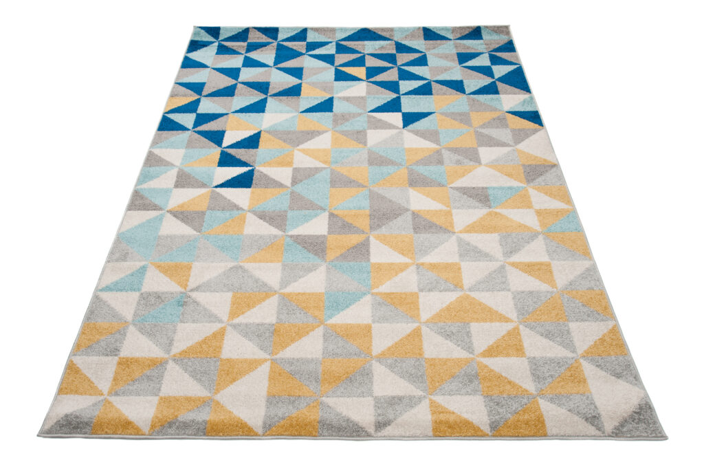 Covor Lazur Gri Multicolor Geometric Triunghiuri Mici