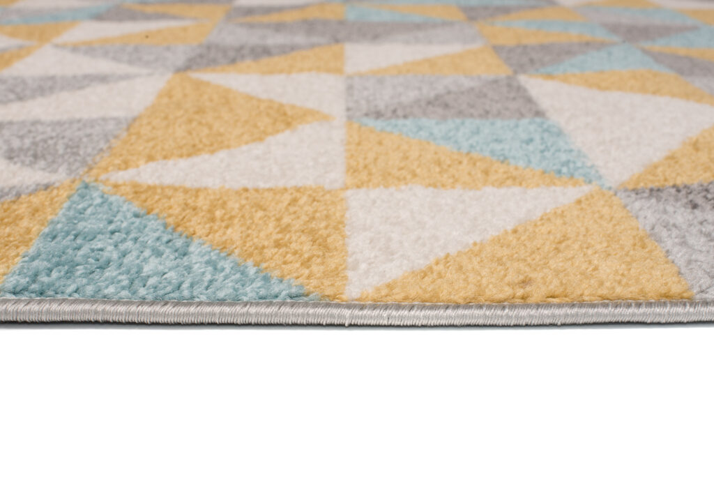 Covor Lazur Gri Multicolor Geometric Triunghiuri Mici