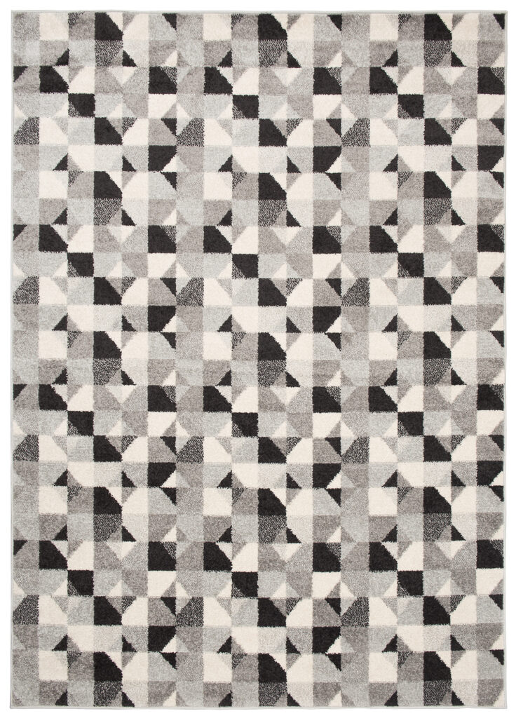Covor Lazur Gri Geometric Pătrate Cercuri