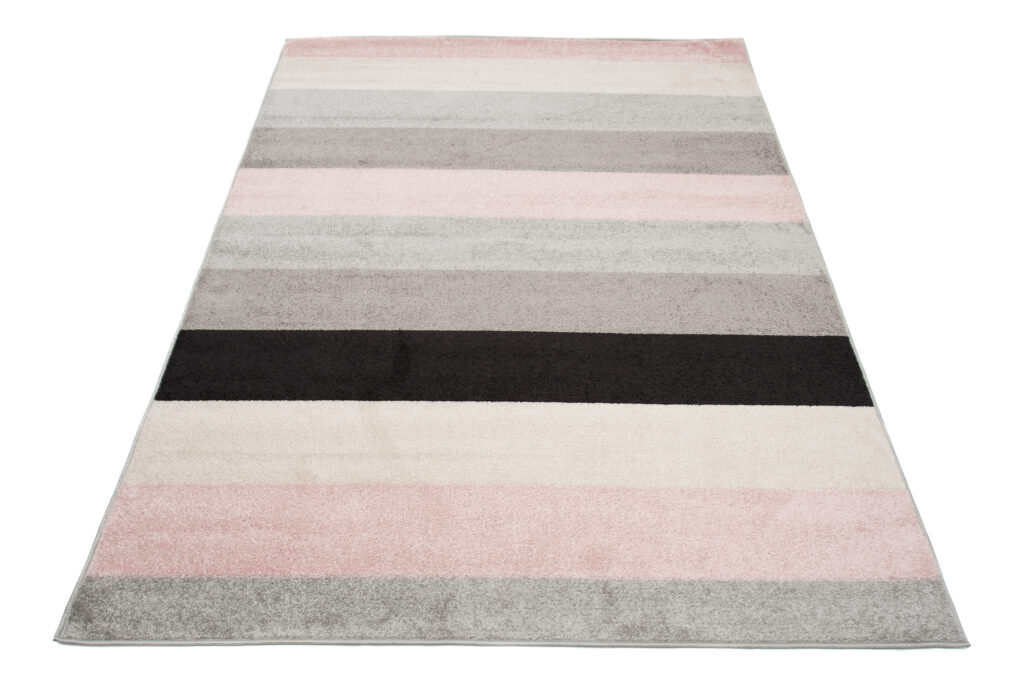 Covor Lazur Gri Roz Geometric Linii