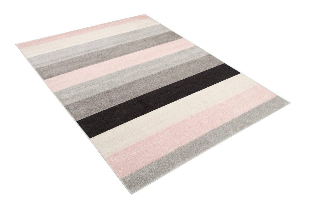 Covor Lazur Gri Roz Geometric Linii