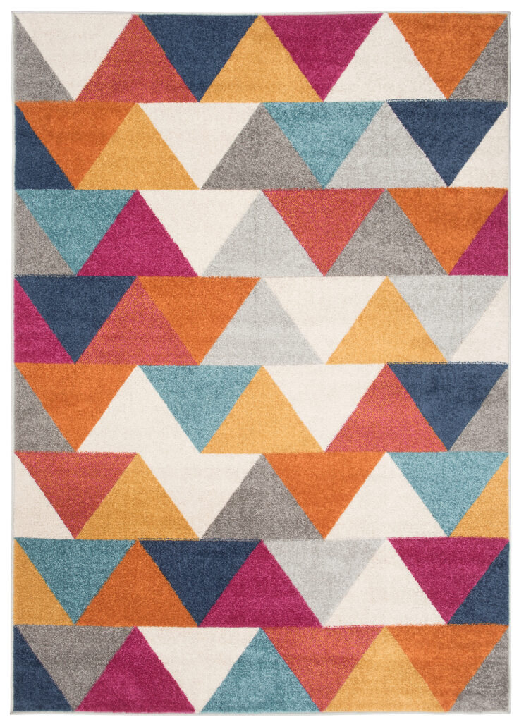 Covor Lazur Roz Multicolor Geometric Triunghiuri