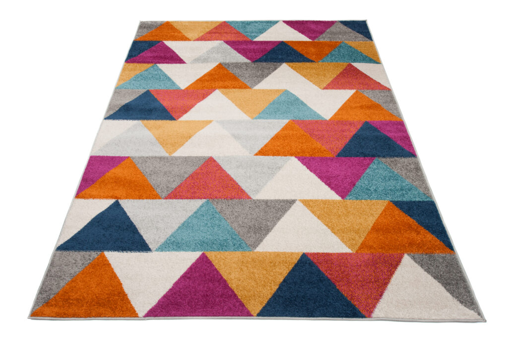 Covor Lazur Roz Multicolor Geometric Triunghiuri