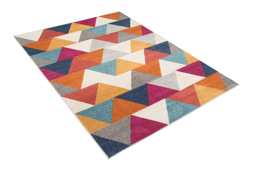 Covor Lazur Roz Multicolor Geometric Triunghiuri