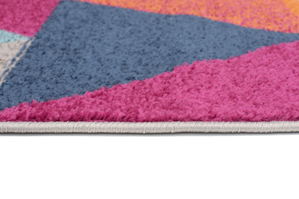 Covor Lazur Roz Multicolor Geometric Triunghiuri
