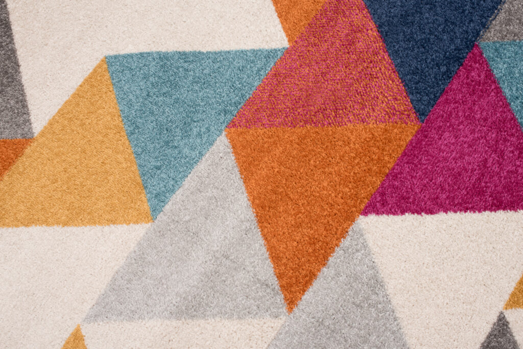 Covor Lazur Roz Multicolor Geometric Triunghiuri