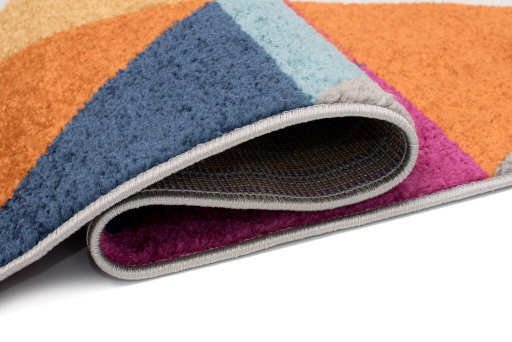 Covor Lazur Roz Multicolor Geometric Triunghiuri