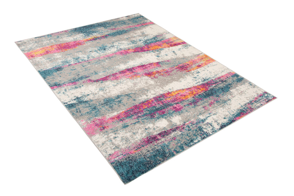 Covor Lazur Roz Multicolor Abstract Efect de Uzură