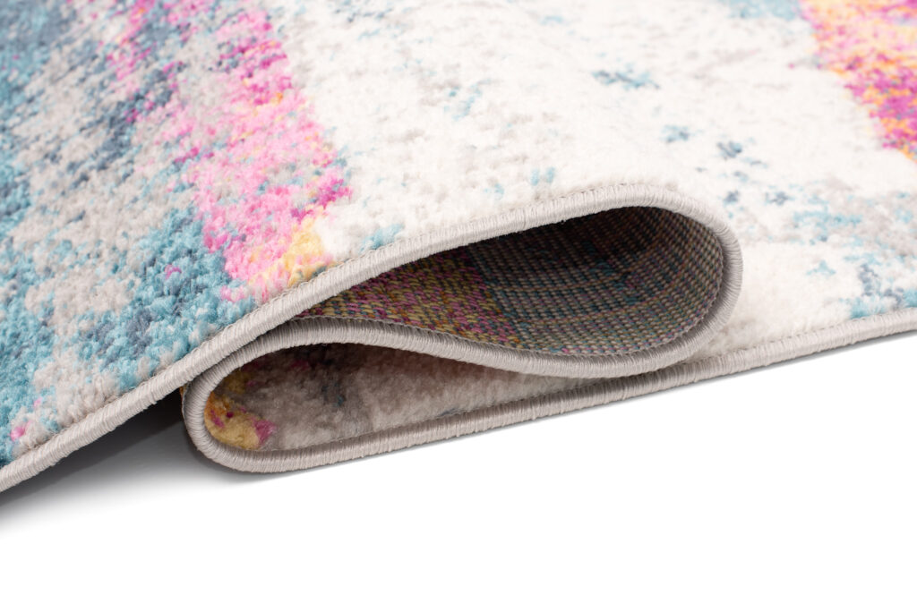 Covor Lazur Roz Multicolor Abstract Efect de Uzură