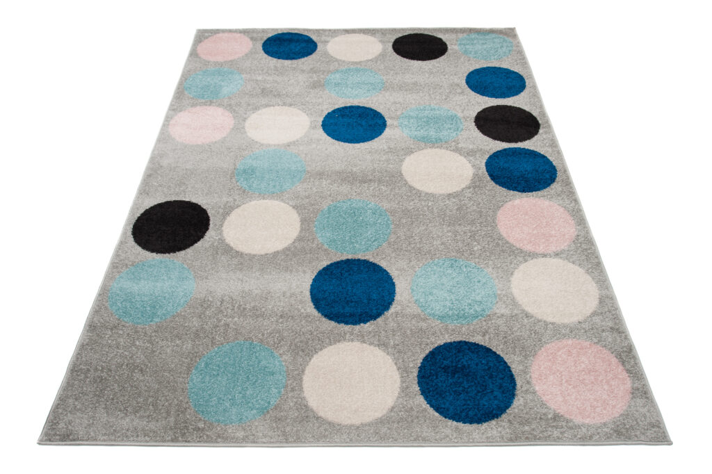 Covor Lazur Gri Albastru Geometric Cercuri