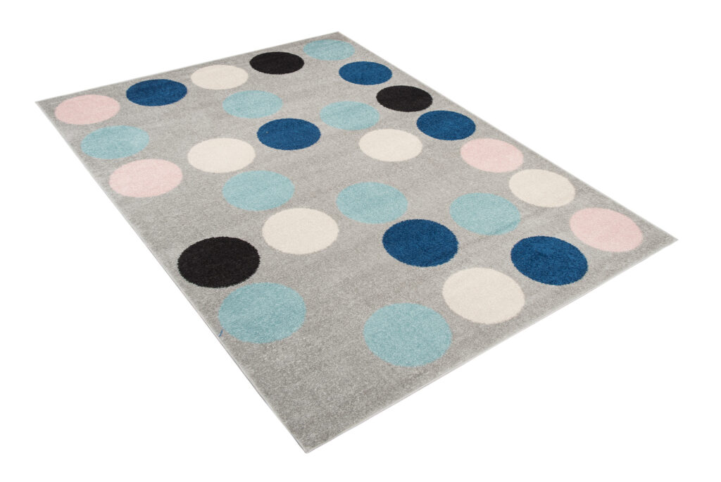 Covor Lazur Gri Albastru Geometric Cercuri
