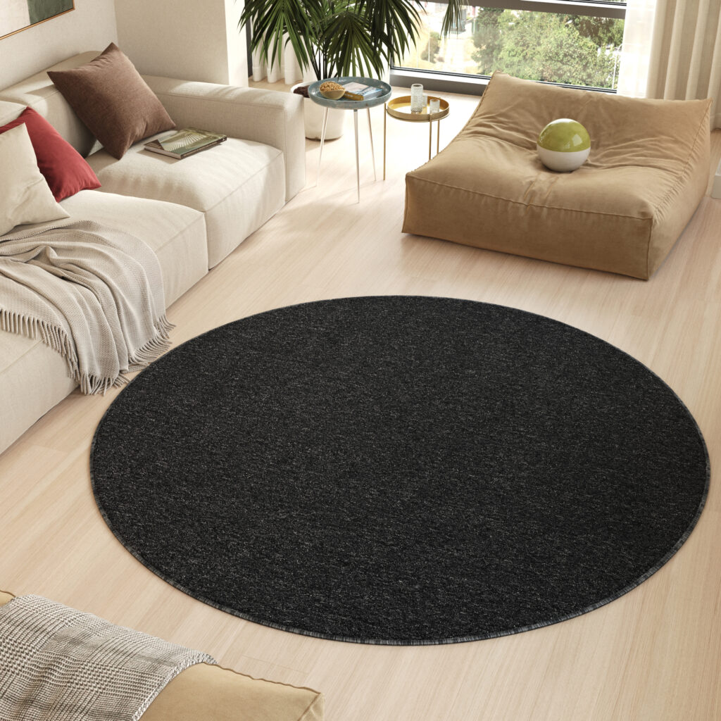 Covor Nizza Rotund Antracit Modern Antiderapant