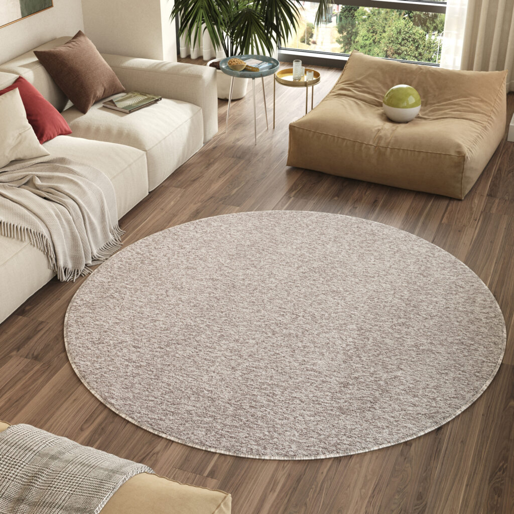 Covor Nizza Rotund Bej Deschis Modern Antiderapant