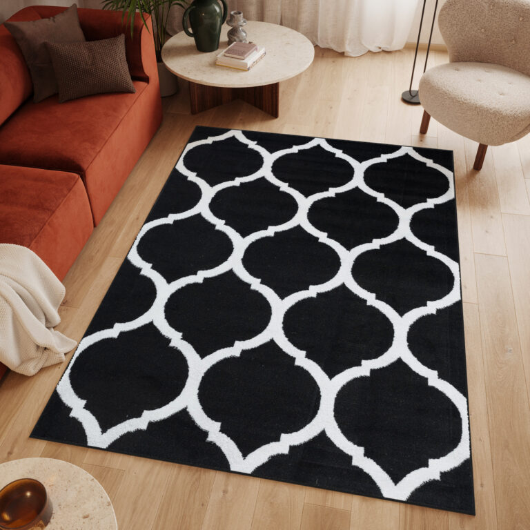 Covor Luxury Negru Alb Marocan Trellis