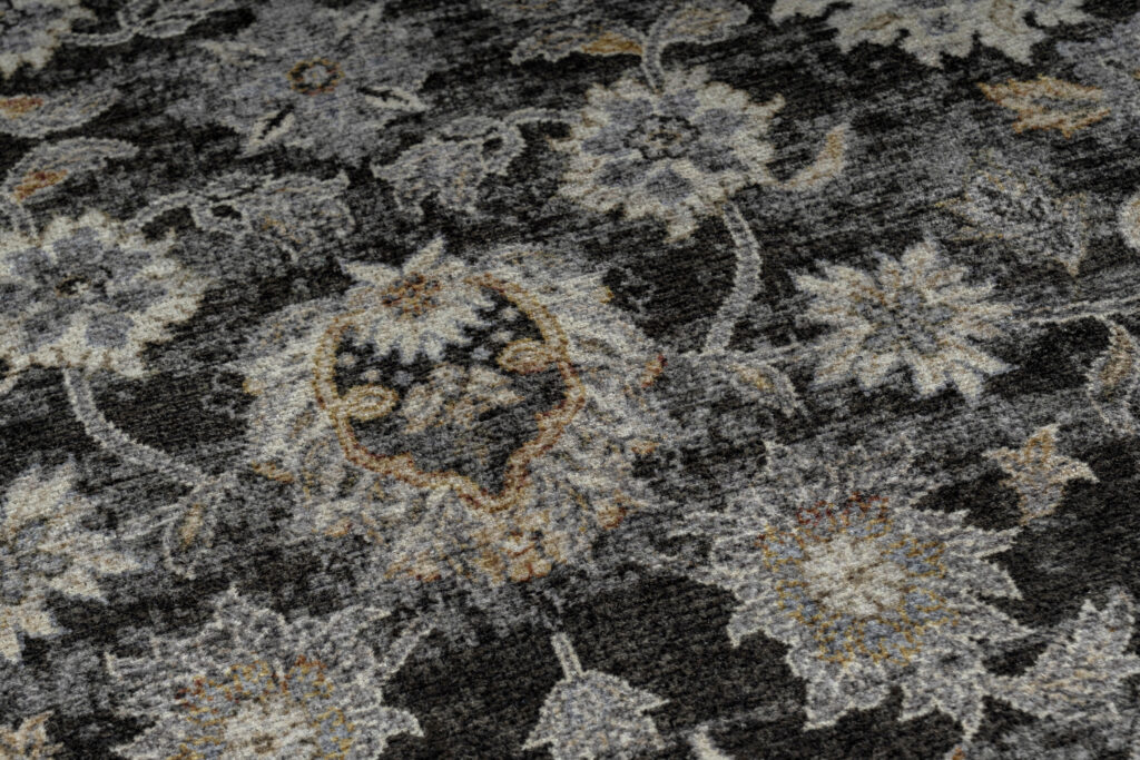 Covor Ritz Negru Gri Ornamente Florale