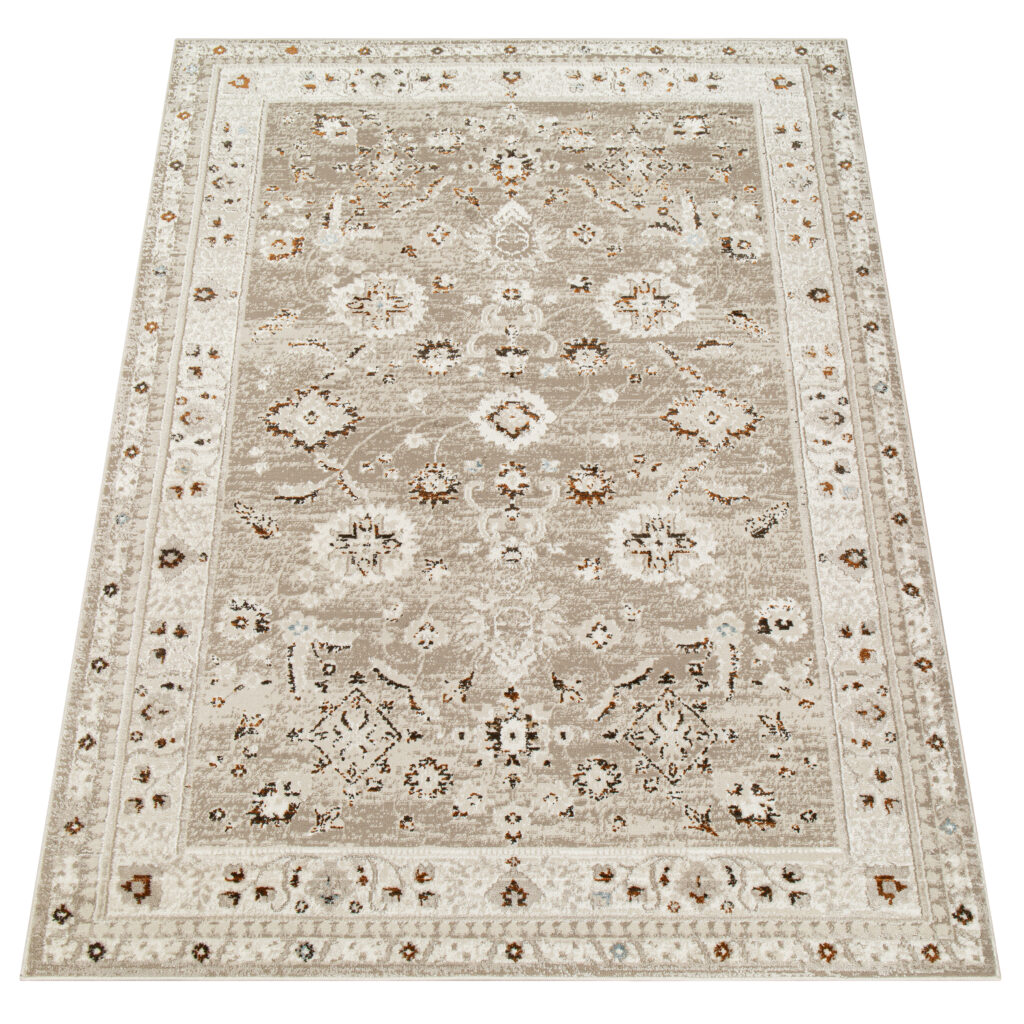 Covor Retro Gri Roșcat Ornamente Vintage