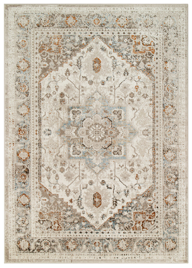 Covor Retro Gri Albastru Roșcat Floral Vintage