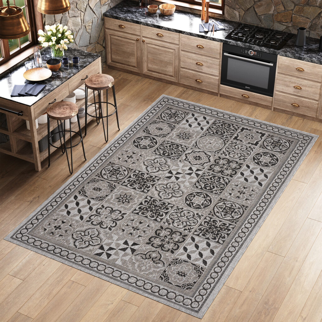 Covor Melissa Gri Negru Mozaic Interior Exterior