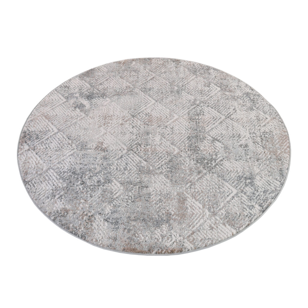 Covor Valley Rotund Gri Bej Geometric Pătrat