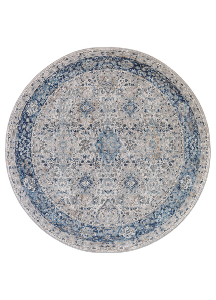 Covor Valley Rotund Gri Albastru Ornamente Vintage