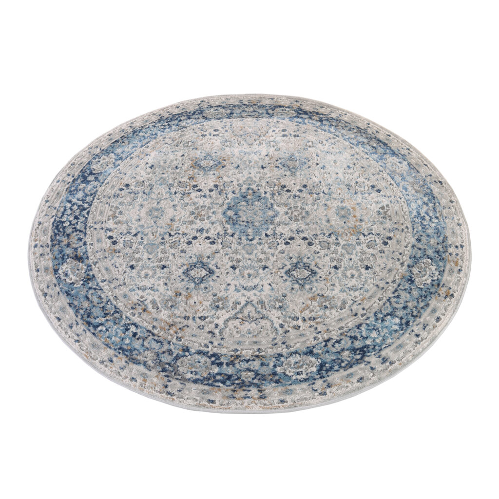 Covor Valley Rotund Gri Albastru Ornamente Vintage