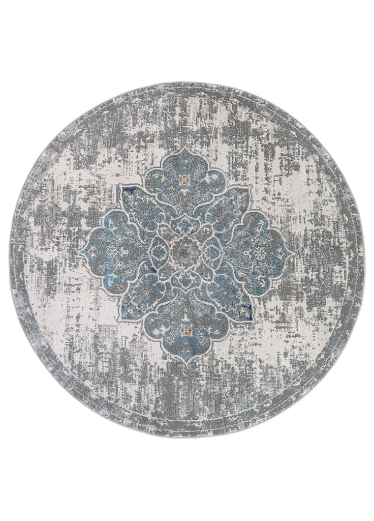 Covor Valley Rotund Gri Albastru Vintage Floral
