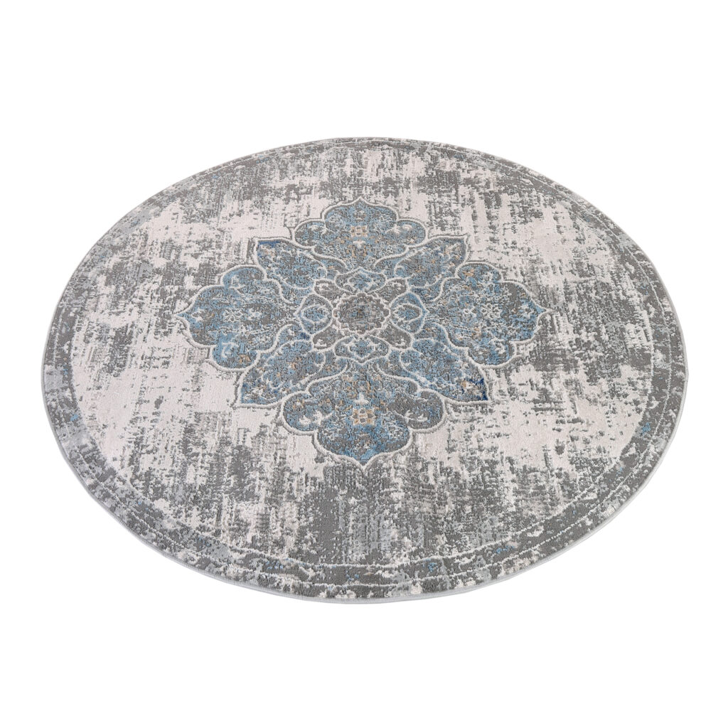 Covor Valley Rotund Gri Albastru Vintage Floral