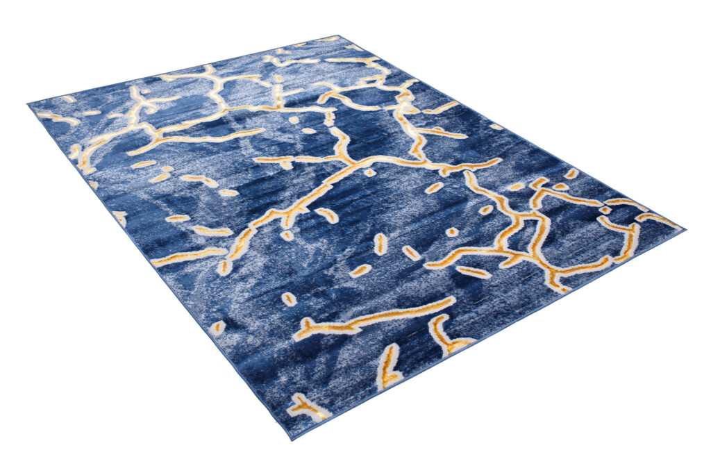 Covor Shine Bleumarin Auriu Abstract Efect 3D