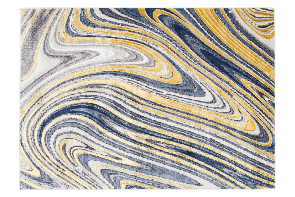 Covor Shine Auriu Albastru Gri Abstract Efect 3D