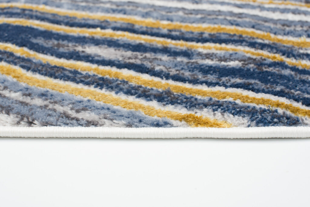 Covor Shine Auriu Albastru Gri Abstract Efect 3D