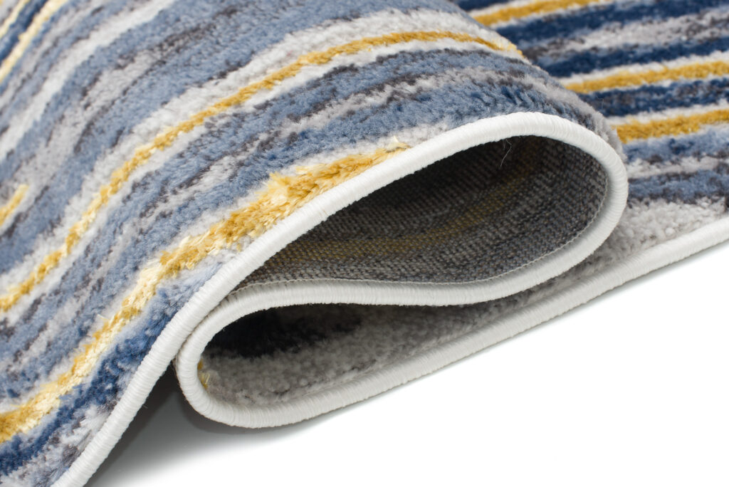 Covor Shine Auriu Albastru Gri Abstract Efect 3D