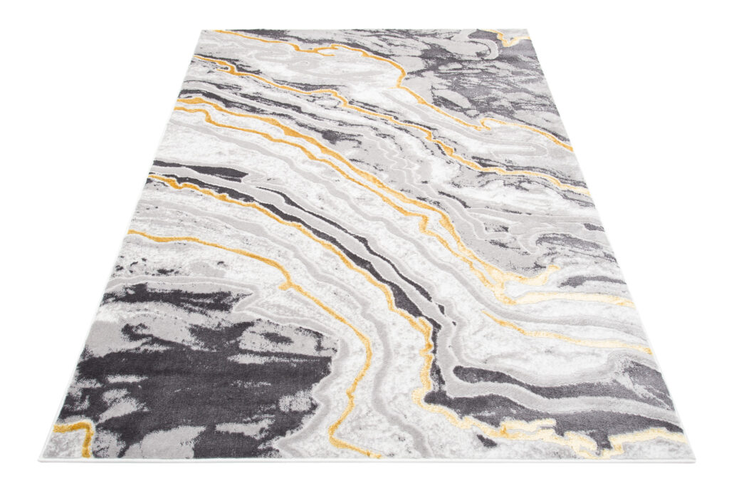Covor Shine Gri Auriu Modern Efect 3D