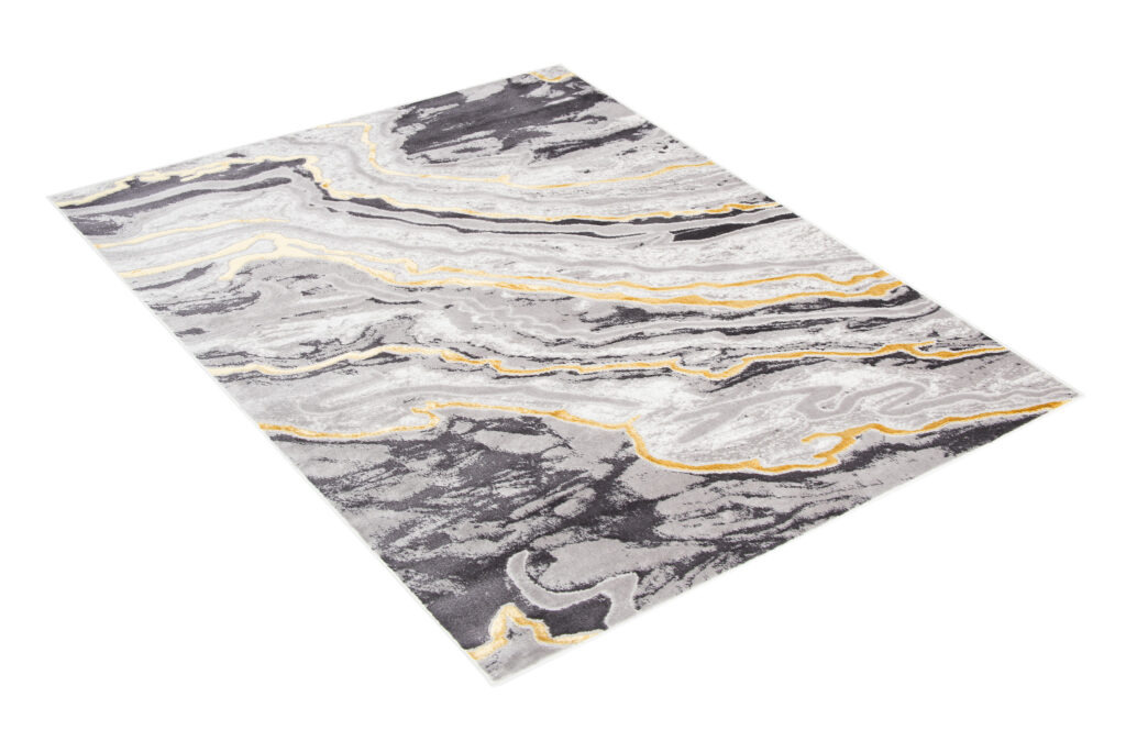 Covor Shine Gri Auriu Modern Efect 3D