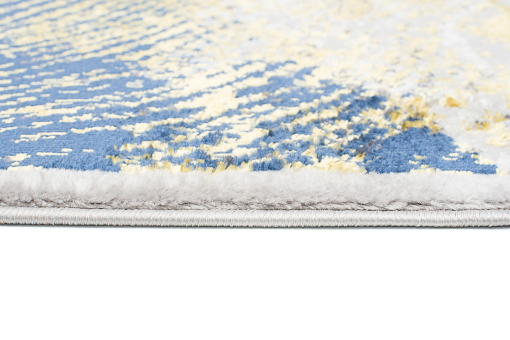 Covor Shine Crem Auriu Albastru Abstract Efect 3D