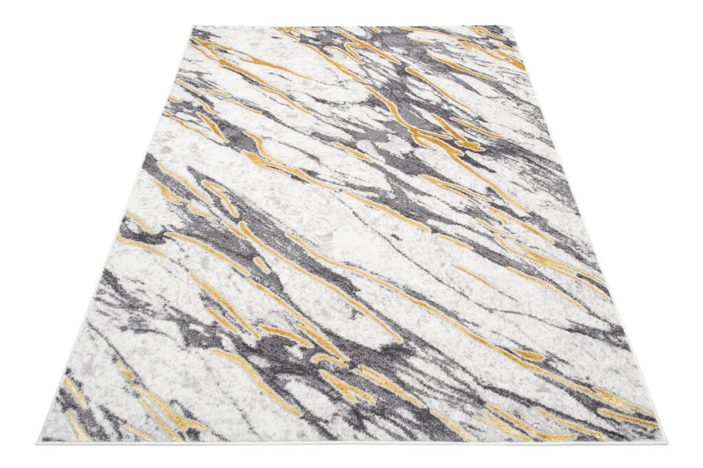 Covor Shine Gri Auriu Marmură Abstract Efect 3D