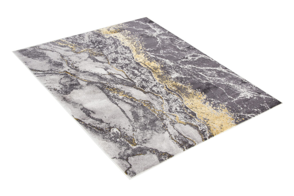 Covor Shine Gri Auriu Modern Marmură Efect 3D