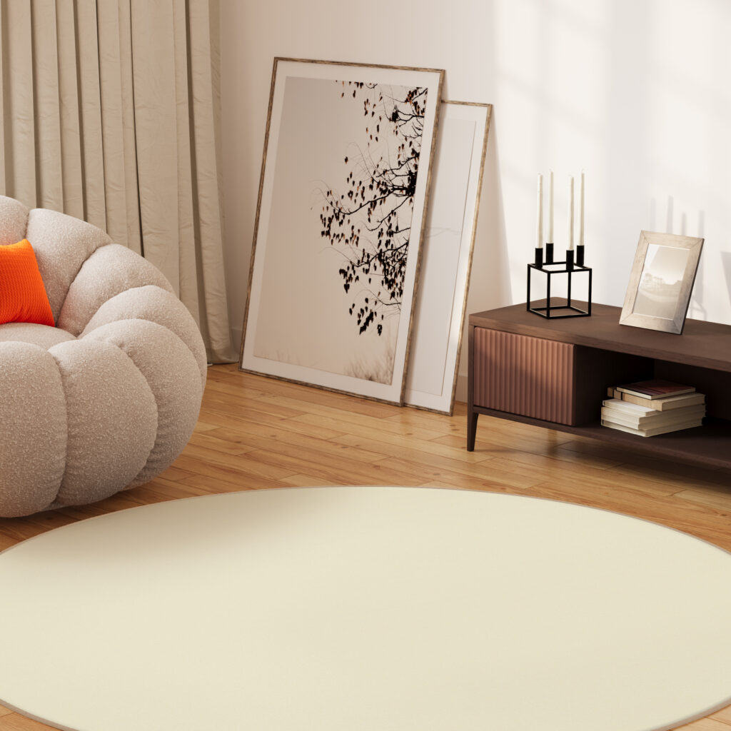 Covor Mono Rotund Interior Exterior Crem