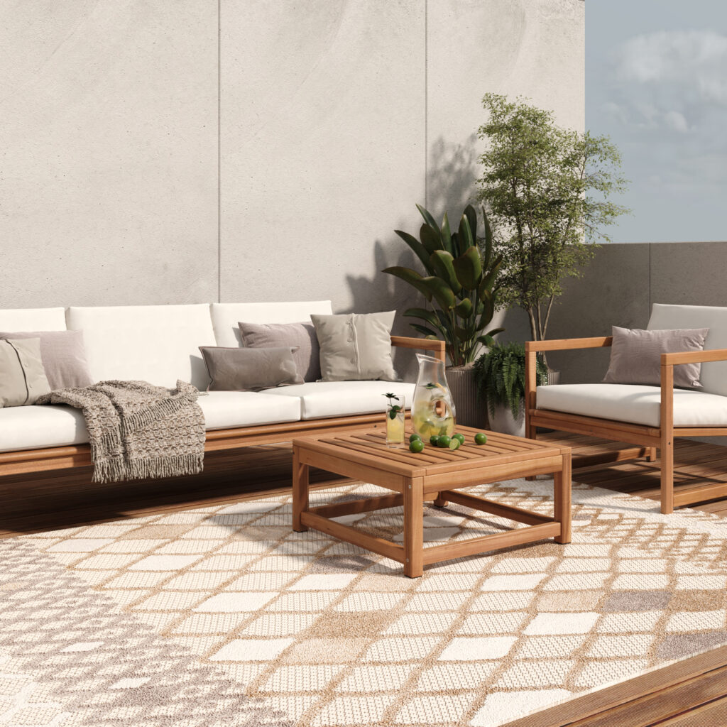 Covor de Exterior Patio Gri Crem Etnic