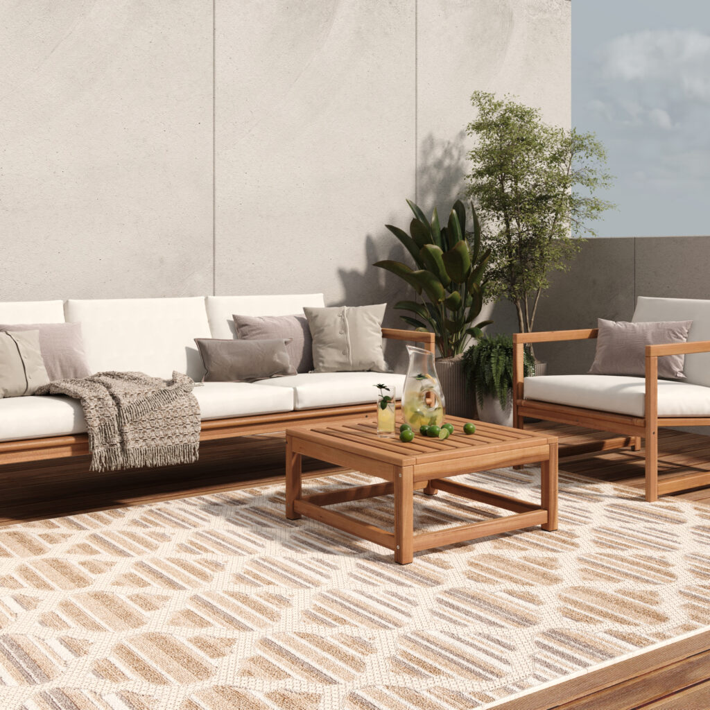 Covor de Exterior Patio Crem Gri Trellis