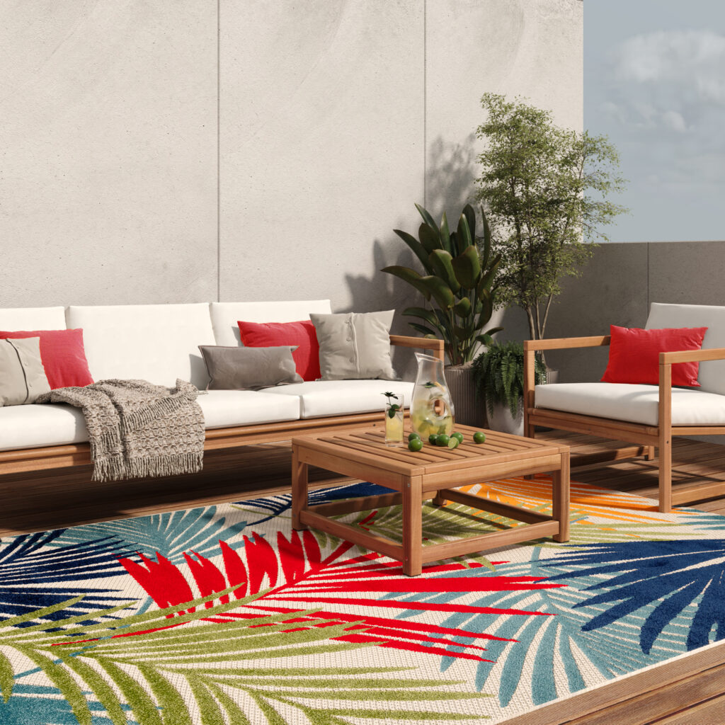 Covor de Exterior Patio Multicolor Frunze