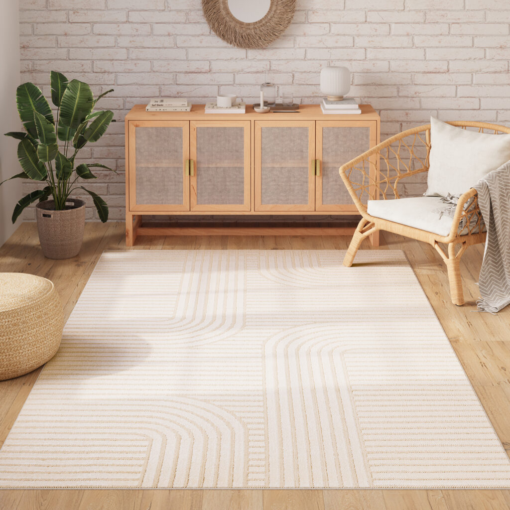Covor de Exterior Patio Crem Geometric