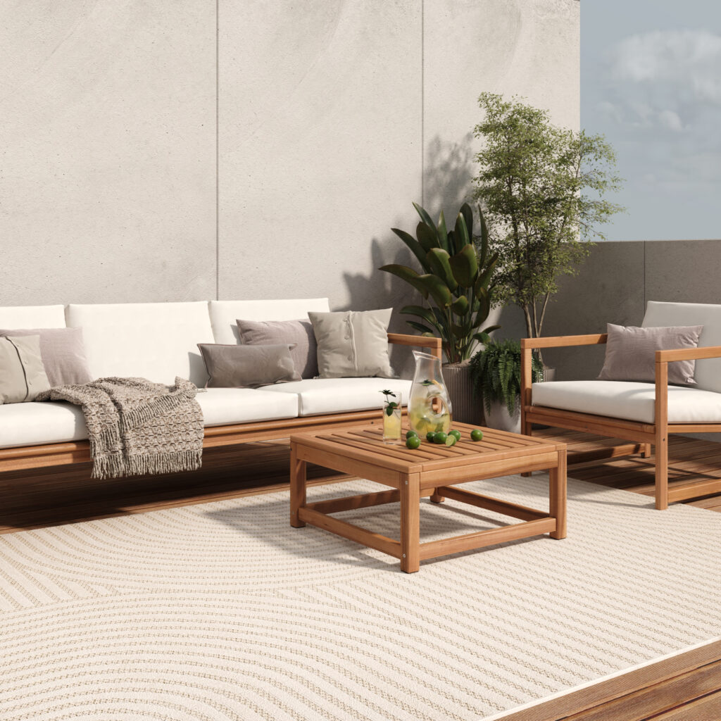 Covor de Exterior Patio Crem Linii