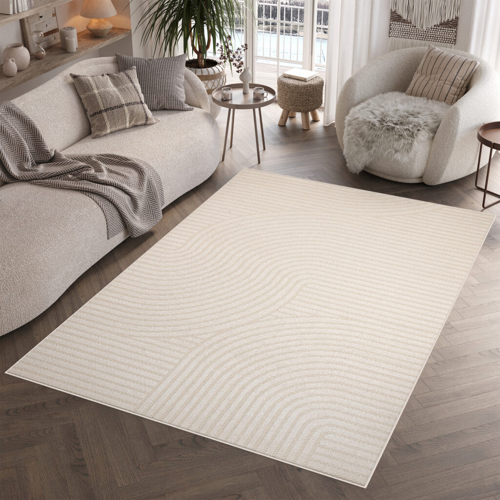 Covor de Exterior Patio Crem Linii