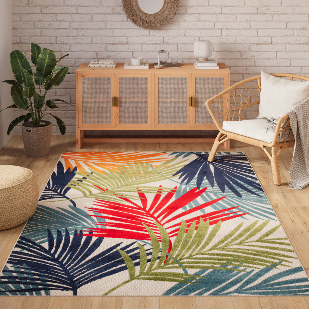Covor de Exterior Patio Multicolor Frunze