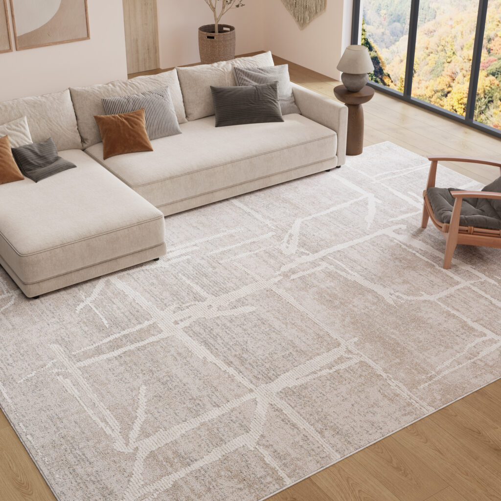 Covor Trend Gri Bej Geometric