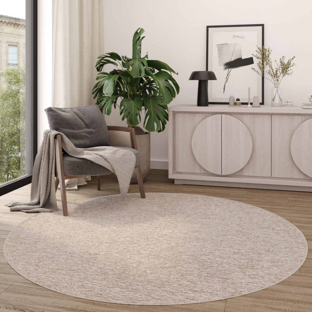 Covor Nizza Rotund Bej Deschis Modern Antiderapant