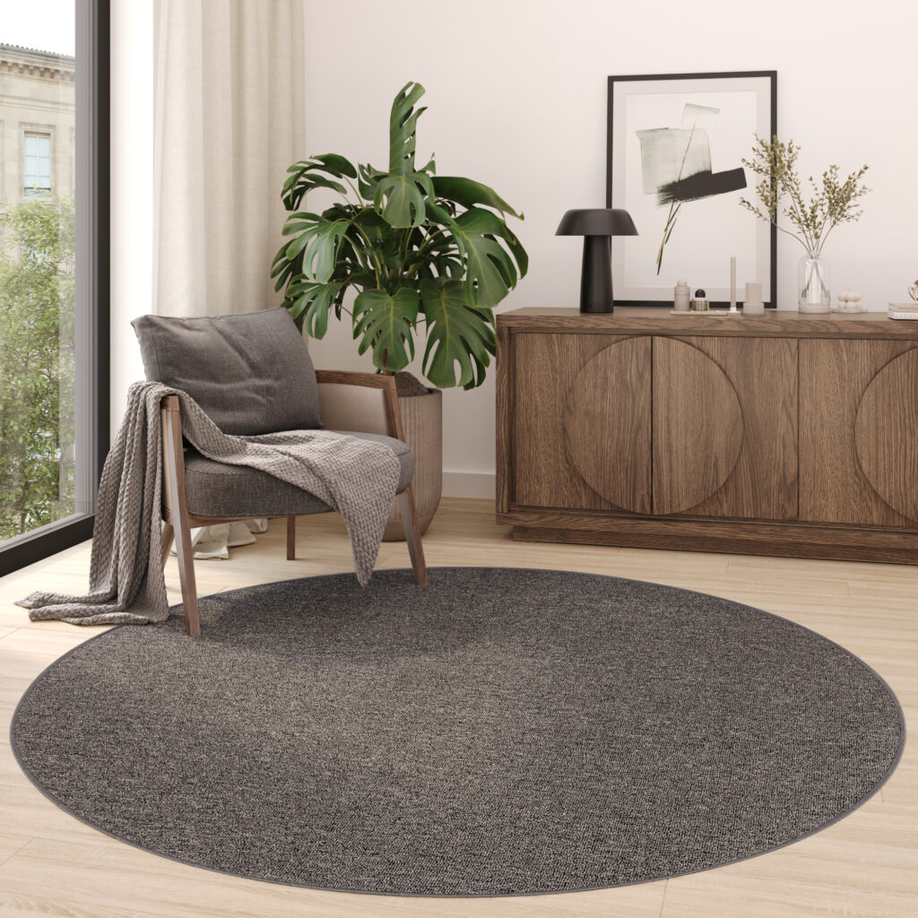 Covor Nizza Rotund Gri Modern Antiderapant