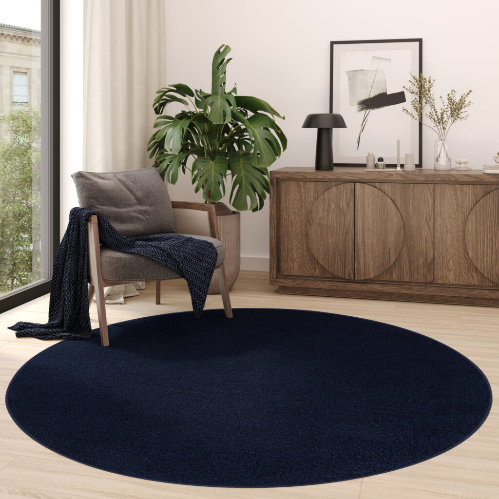 Covor Nizza Rotund Bleumarin Modern Antiderapant